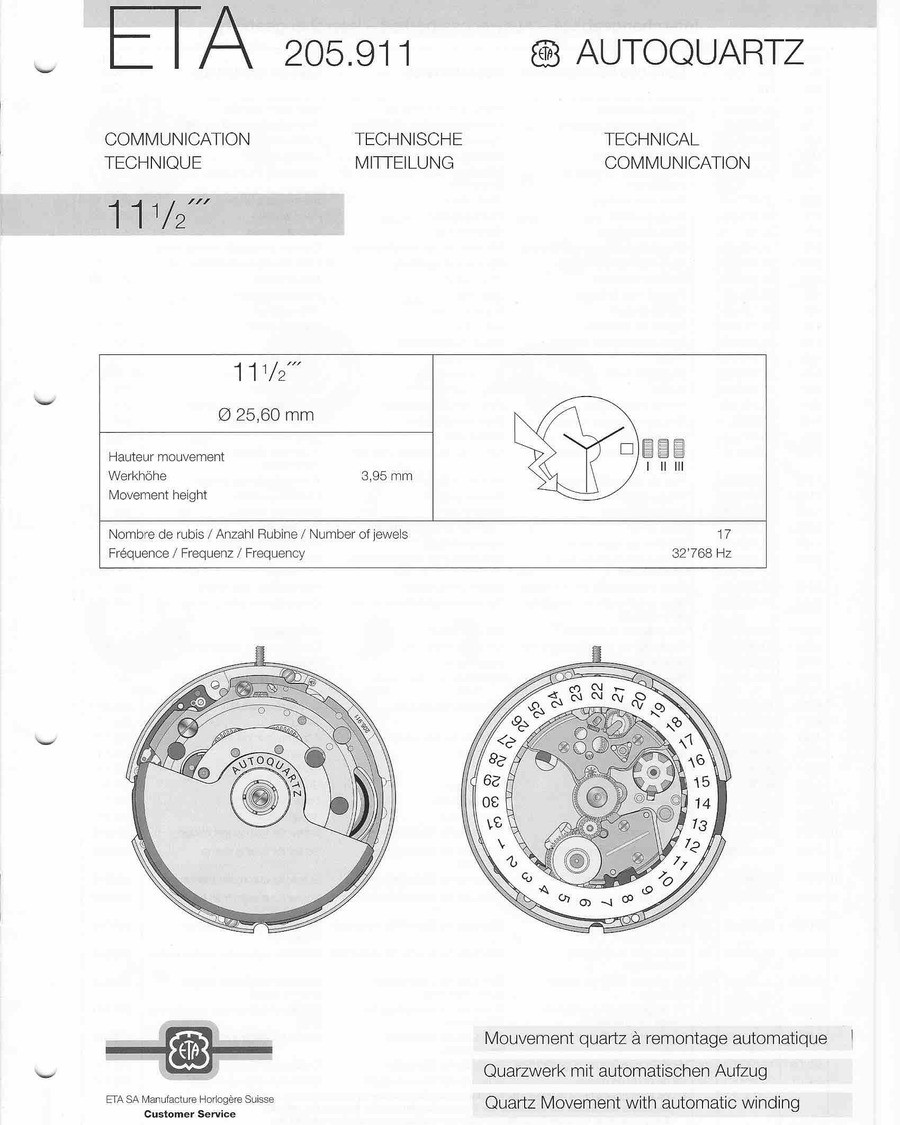 Tissot Autoquartz Movement - Bộ máy cơ lai pin huyền - Hình 2