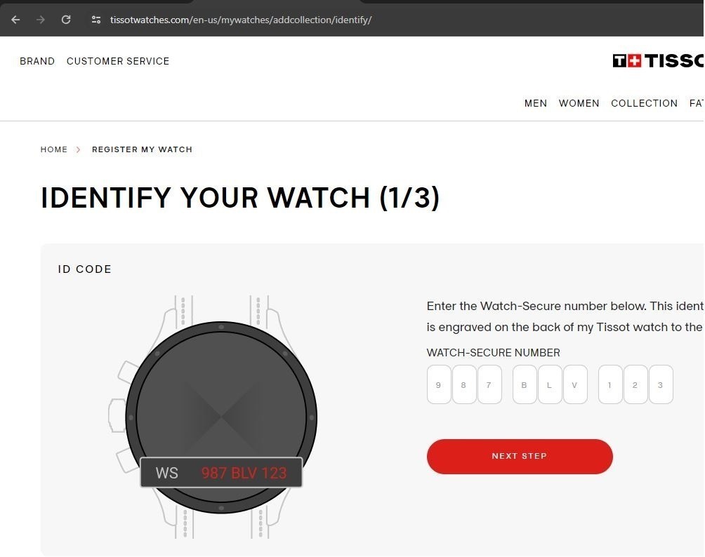 Giao diện tra mã đồng hồ Tissot tại website chính hãng - ảnh 6