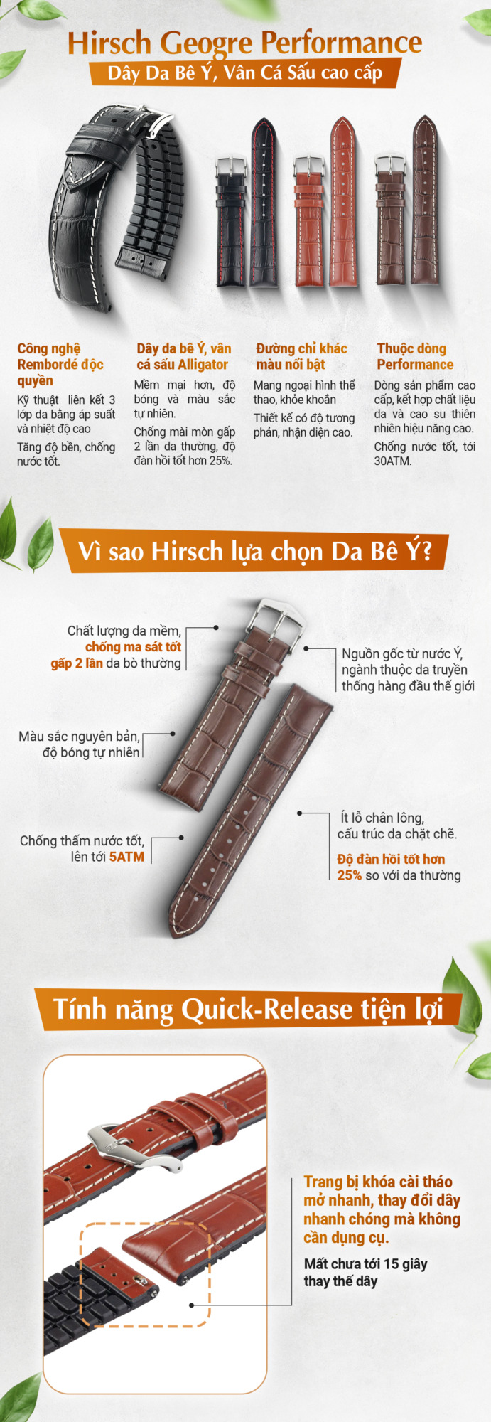Banner dây da đồng hồ Hirsch Geogre - Ảnh 1