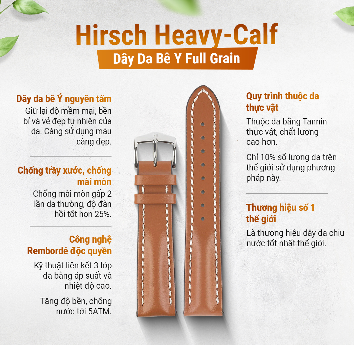 Dây da Hirsch Heavy Calf - Ảnh 1
