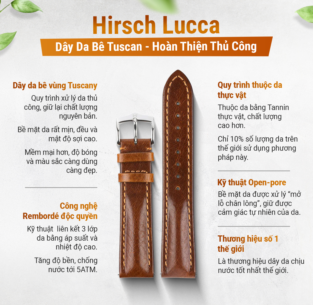 Dây da Hirsch Lucca - Ảnh 1