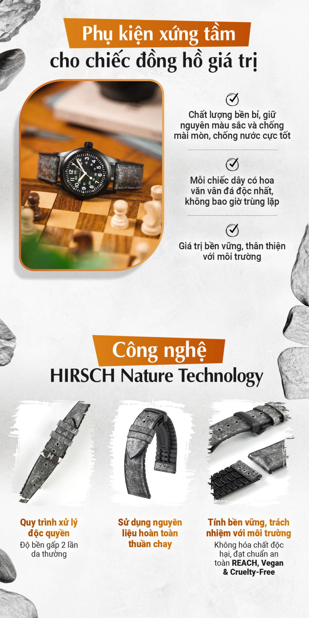 Banner dây da đồng hồ Hirsch Stone - Ảnh 2