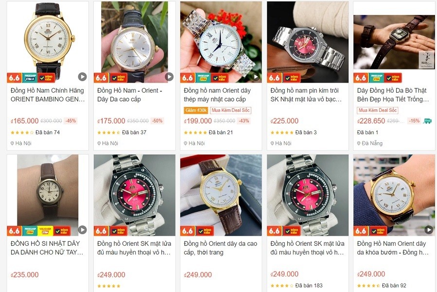 Các mẫu đồng hồ Orient Trung Quốc được rao bán trên sàn TMĐT