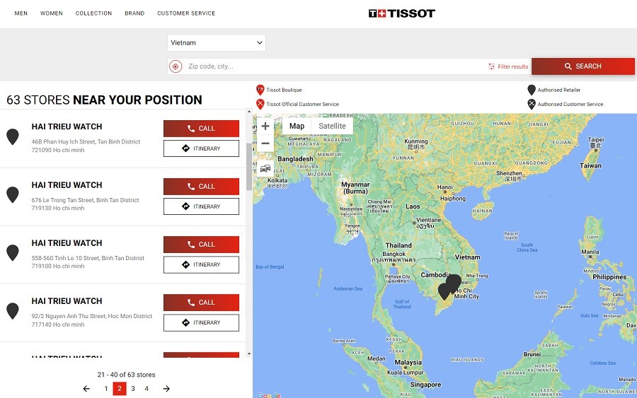 Trang web đồng hồ Tissot đã được xác thực