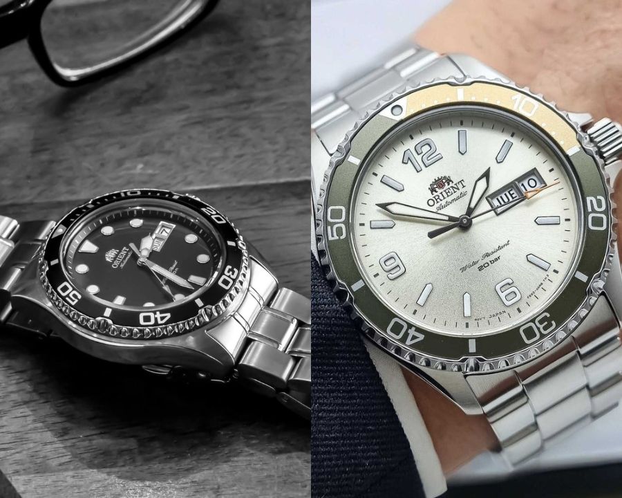 Bên trái là Orient Ray II với bezel gồ hơn, ở Orient Mako III thì lại gọn gàng, tinh tế hơn nhiều - ảnh 4
