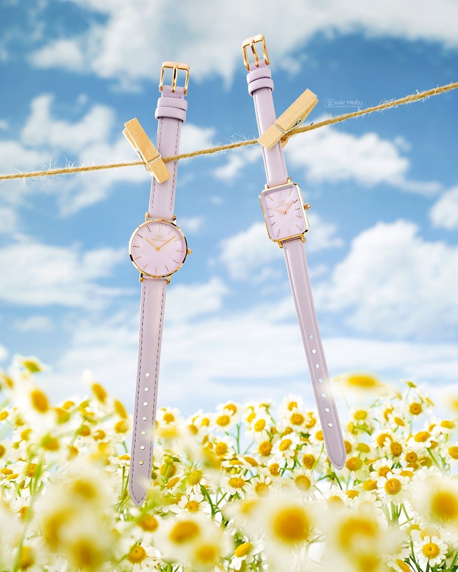 Đồng hồ DW MOP mặt xà cừ tím - Hình 5