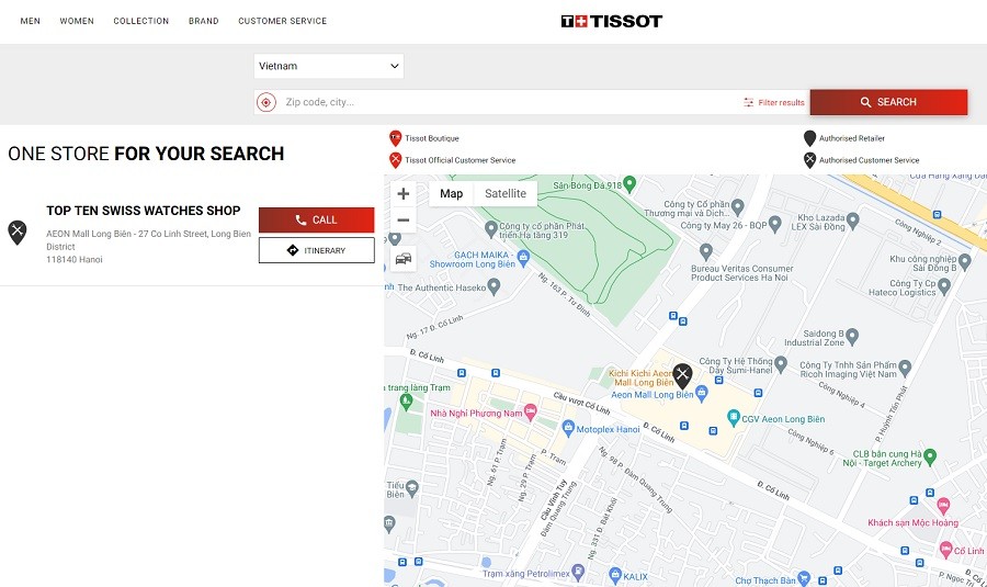 Địa chỉ trung tâm bảo hành đồng hồ Tissot tại Hà Nội