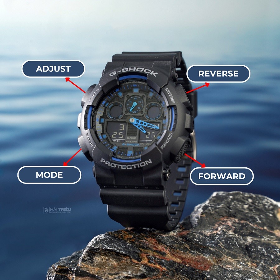 Nút chức năng trên đồng hồ G-Shock GA-100