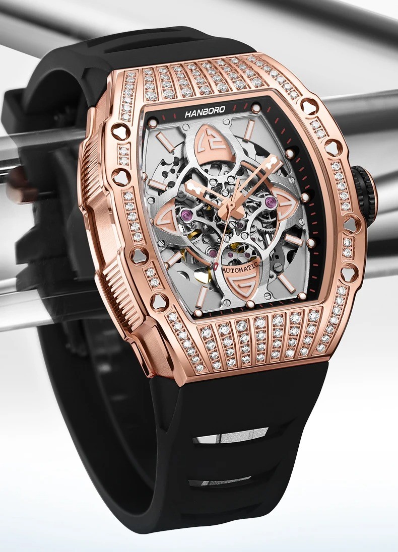 Thiết kế đẳng cấp của đồng hồ Hanboro Skeleton automatic