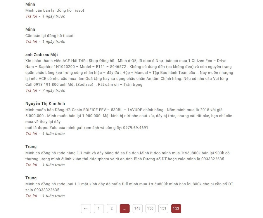 Website thu mua đồng hồ cũ dành cho thành viên của Đồng Hồ Hải Triều