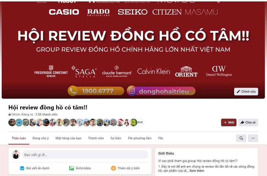 Group Hội review đồng hồ có tâm có nhiều thành viên chuyên đăng mua bán, thanh lý đồng hồ cũ đã qua sử dụng
