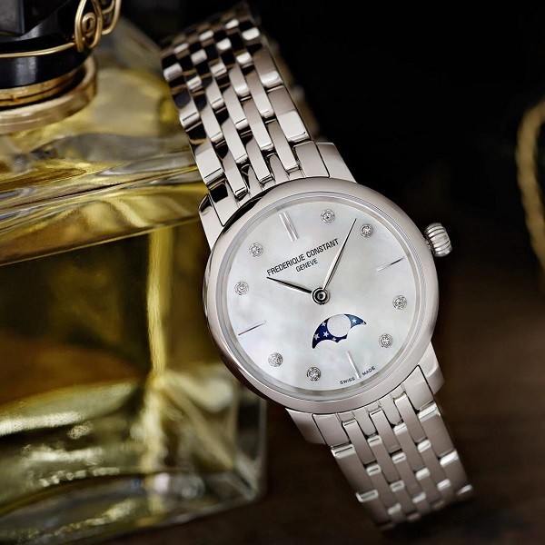 Đồng hồ Frederique Constant Slimline Ladies Moonphase FC-206MPWD1S6B chính hãng 100% - Ảnh 3
