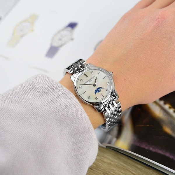 Đồng hồ Frederique Constant Slimline Ladies Moonphase FC-206MPWD1S6B chính hãng 100% - Ảnh 4
