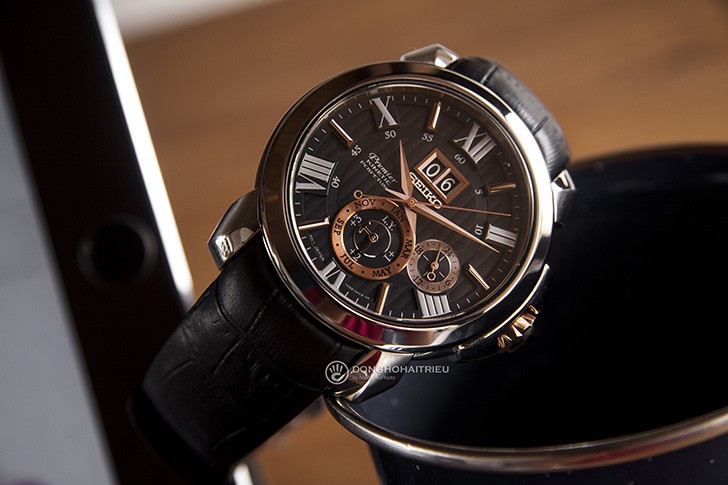 Seiko SNP149P2 - Nam - Kính Sapphire - Kinetic (Vừa Pin – Vừa Tự Động) - Dây Da ảnh 4