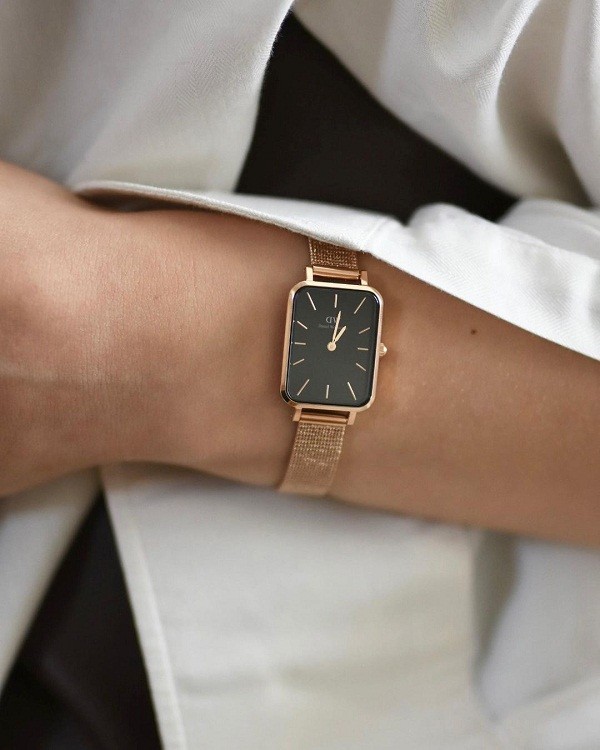 Đồng hồ Daniel Wellington Quadro DW00100432 mặt đen, siêu mỏng 6mm - ảnh 5