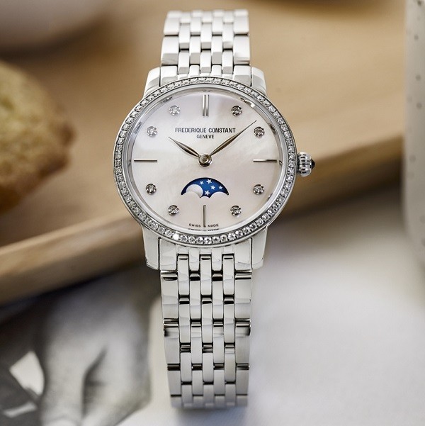 Đồng hồ Frederique Constant Slimline Ladies Moonphase FC-206MPWD1S6B chính hãng 100% - Ảnh 5