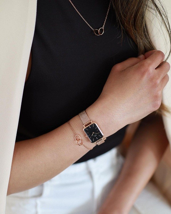 Đồng hồ Daniel Wellington Quadro DW00100432 mặt đen, siêu mỏng 6mm - ảnh 6