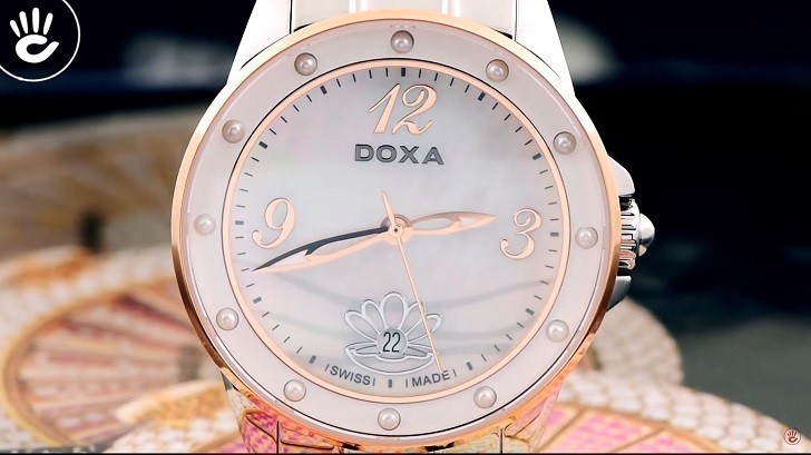 Đồng hồ Doxa D207RMW khảm xà cừ, đính ngọc trai độc đáo - Ảnh: 1