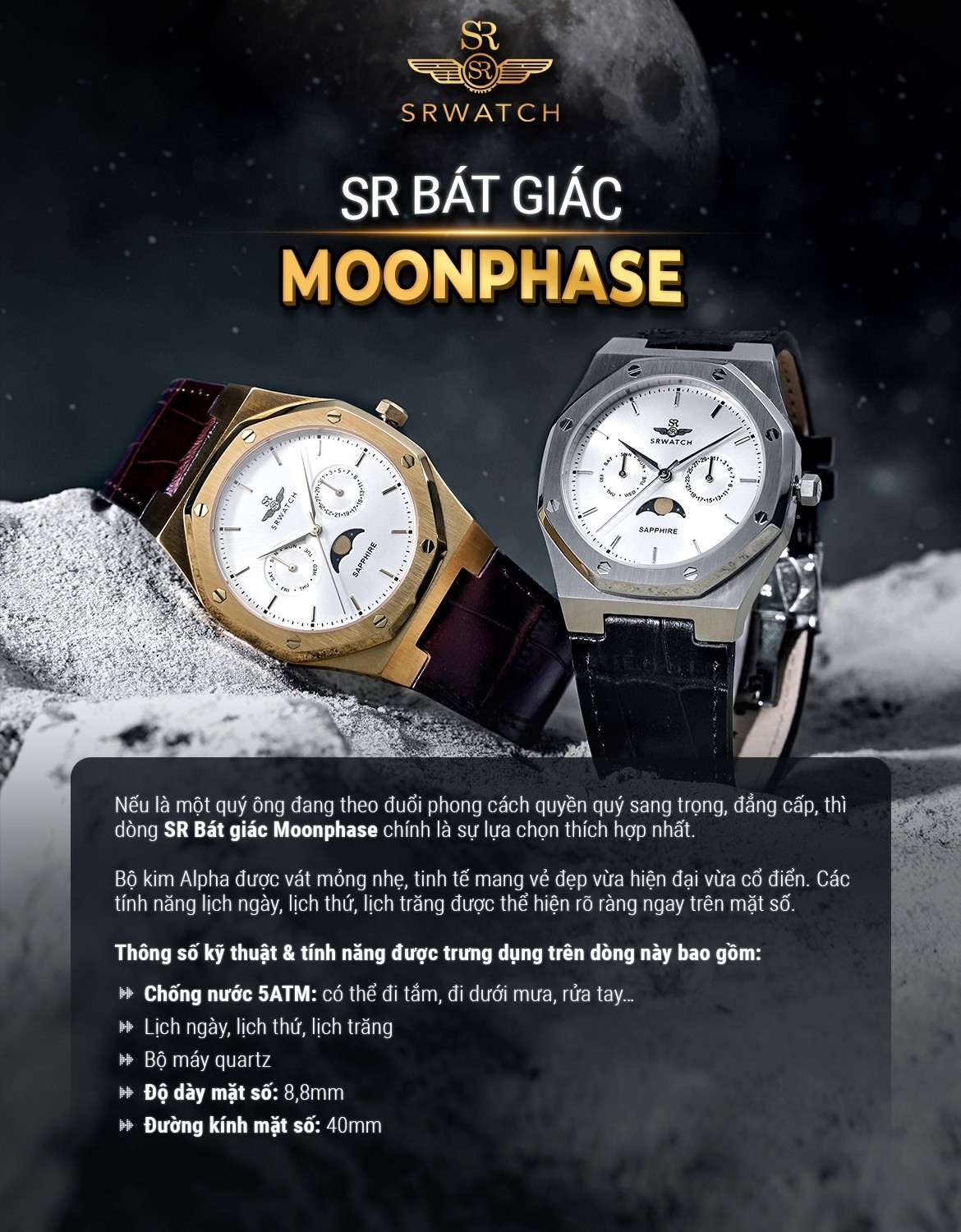 Tencard SRWatch bat giac moonphase