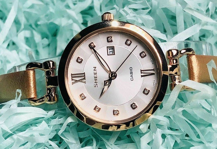 Đồng hồ nữ Casio SHE-4055PGL-7BUDF đính đá sang trọng - Ảnh 2