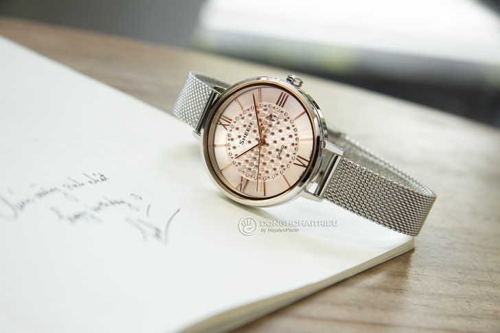 Đồng hồ Casio SHE-4059M-4AUDF thiết kế dây lưới thời trang - Ảnh 8
