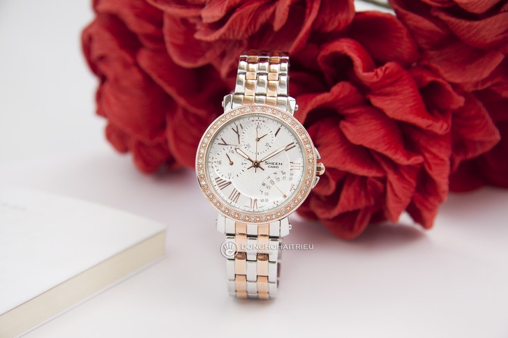 Casio SHN-3011SG-7ADR đính pha lê, dây demi sang trọng - Ảnh 1