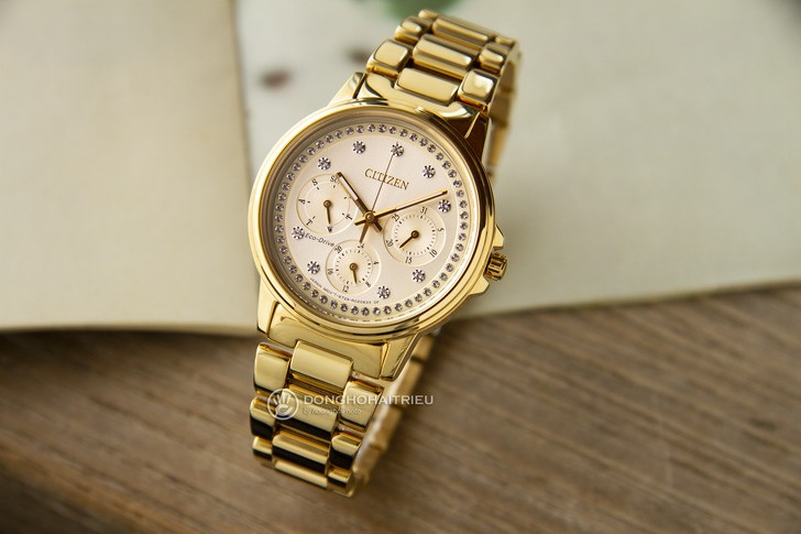Đồng hồ Citizen FD2042-51P mạ vàng, đính pha lê sang trọng - Ảnh 2