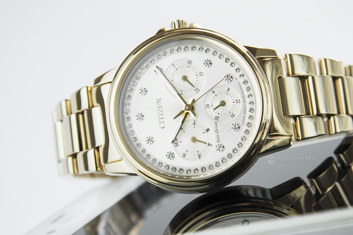 Đồng hồ Citizen FD2042-51P mạ vàng, đính pha lê sang trọng - Ảnh 3