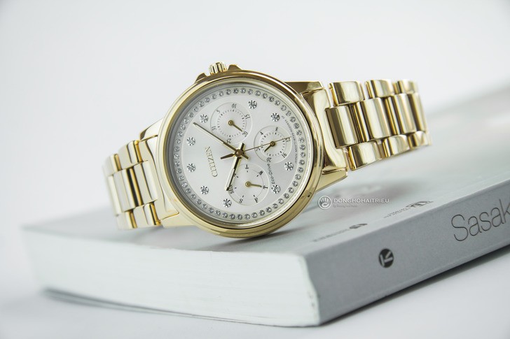 Đồng hồ Citizen FD2042-51P mạ vàng, đính pha lê sang trọng - Ảnh 6