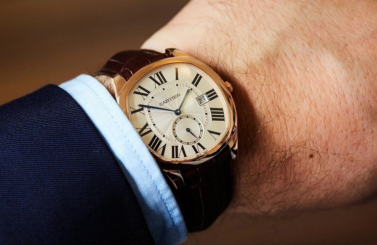 Đồng hồ nam dây da mặt vuông trong bộ sưu tập Drive De Cartier-Hình 12