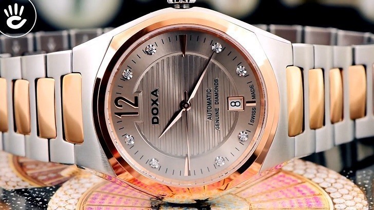 Đồng hồ Doxa D190RCM đính kim cương, máy cơ đẳng cấp - Ảnh: 5