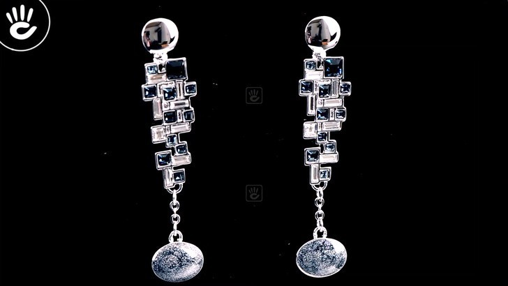 Sức hút hoa tai Saga 00126 SVBL-RH đính đá Swarovski cao cấp - Ảnh 5