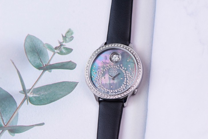Đồng hồ Saga 53766 SVMBBK-2 đá Swarovski, máy pin Thuỵ Sỹ - Ảnh 3