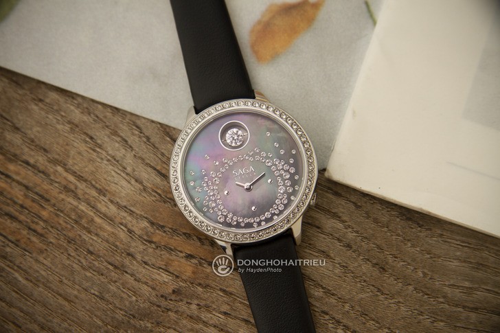 Đồng hồ Saga 53766 SVMBBK-2 đá Swarovski, máy pin Thuỵ Sỹ - Ảnh 8