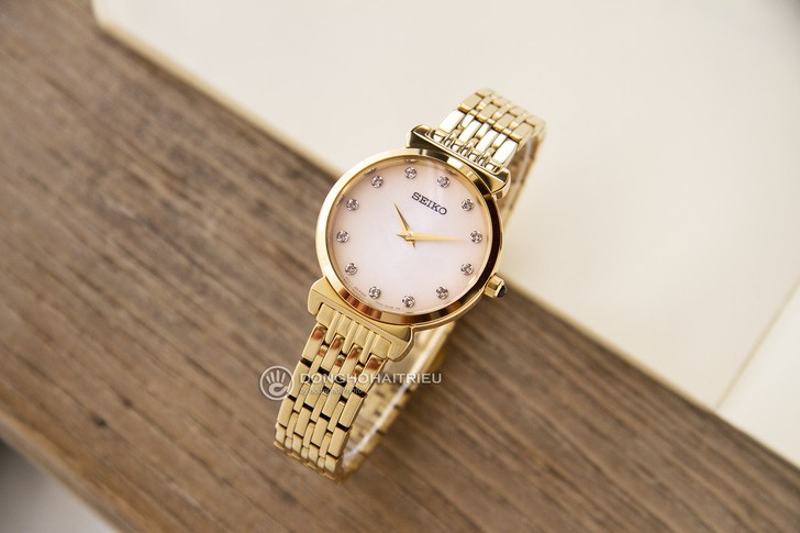 Đồng hồ Seiko SFQ802P1 mạ vàng, đính đá pha lê sang trọng - Ảnh 6