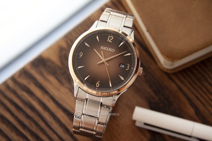 Đồng hồ Seiko SGEH90P1 máy quartz, mặt số màu nâu ấn tượng - Ảnh 2