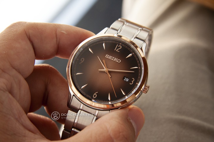 Đồng hồ Seiko SGEH90P1 máy quartz, mặt số màu nâu ấn tượng - Ảnh 3
