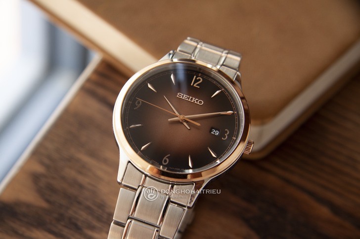 Đồng hồ Seiko SGEH90P1 máy quartz, mặt số màu nâu ấn tượng - Ảnh 7
