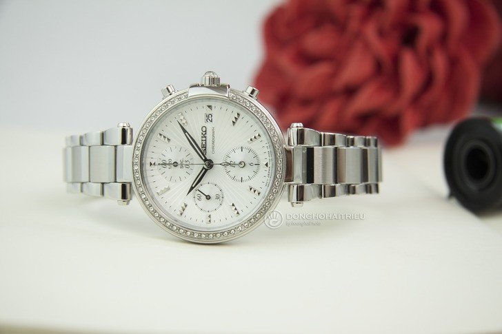 Đồng hồ Seiko SNDV41P1 đính đá pha lê, tính năng Chronograph - Ảnh 2