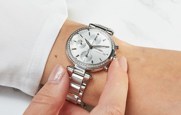 Đồng hồ Seiko SNDV41P1 đính đá pha lê, tính năng Chronograph - Ảnh 3