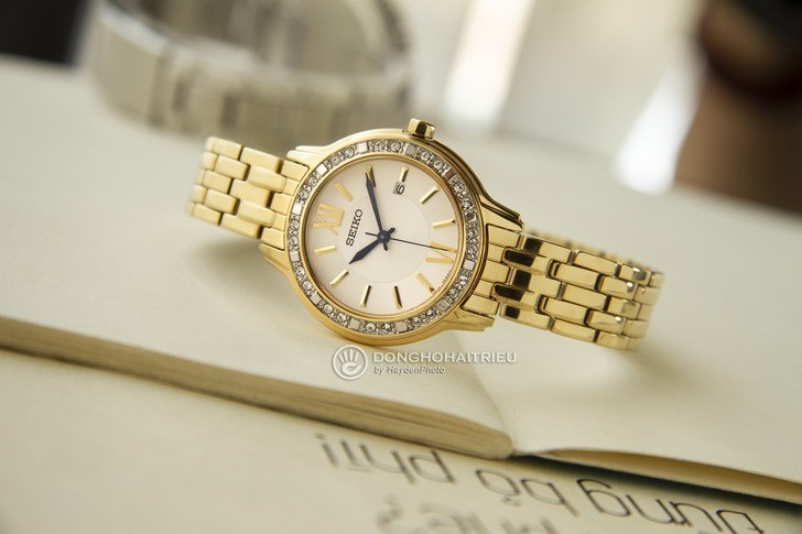 Đồng hồ nữ Seiko SXDG76P1 mạ vàng, đính pha lê sang trọng - Ảnh 1