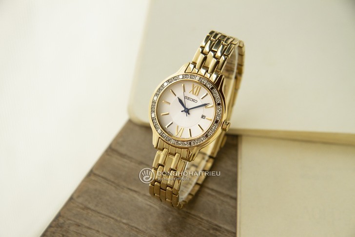 Đồng hồ nữ Seiko SXDG76P1 mạ vàng, đính pha lê sang trọng - Ảnh 2
