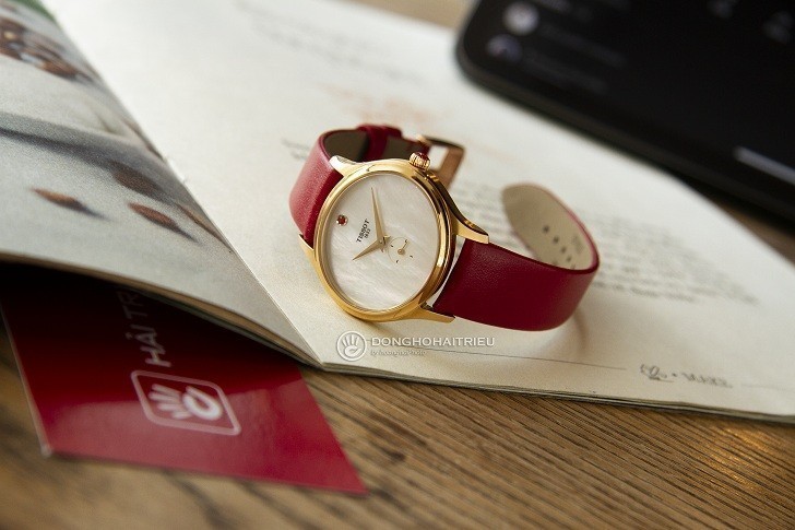 Đồng hồ Tissot T103.310.36.111.01 dây da đỏ hồng nổi bật - Ảnh 1