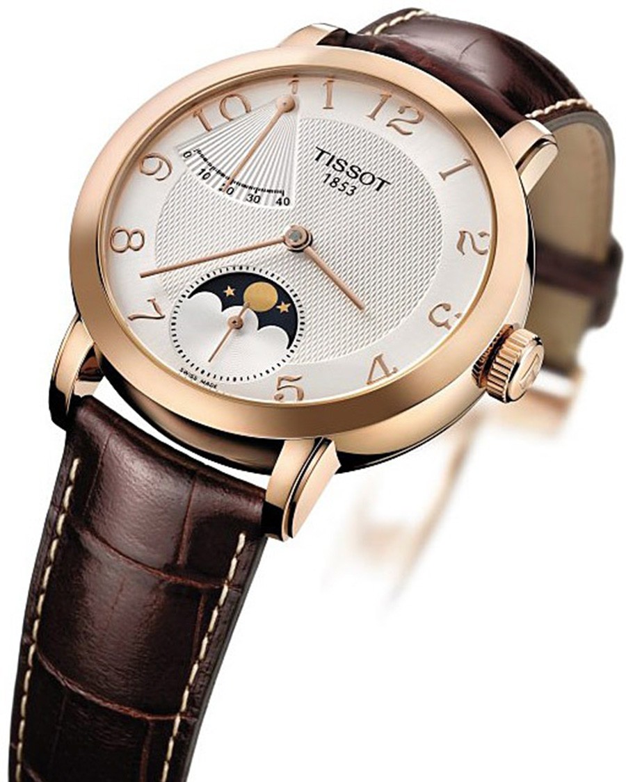 Họa tiết Clous de paris Guilloche ở phần cánh quạt biểu thị mức năng lượng của đồng hồ Tissot Moonphase - ảnh 6