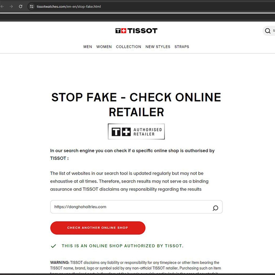 Cách kiểm tra trang web có phải là đại lý bán đồng hồ Tissot chính hãng hay không? - ảnh 8