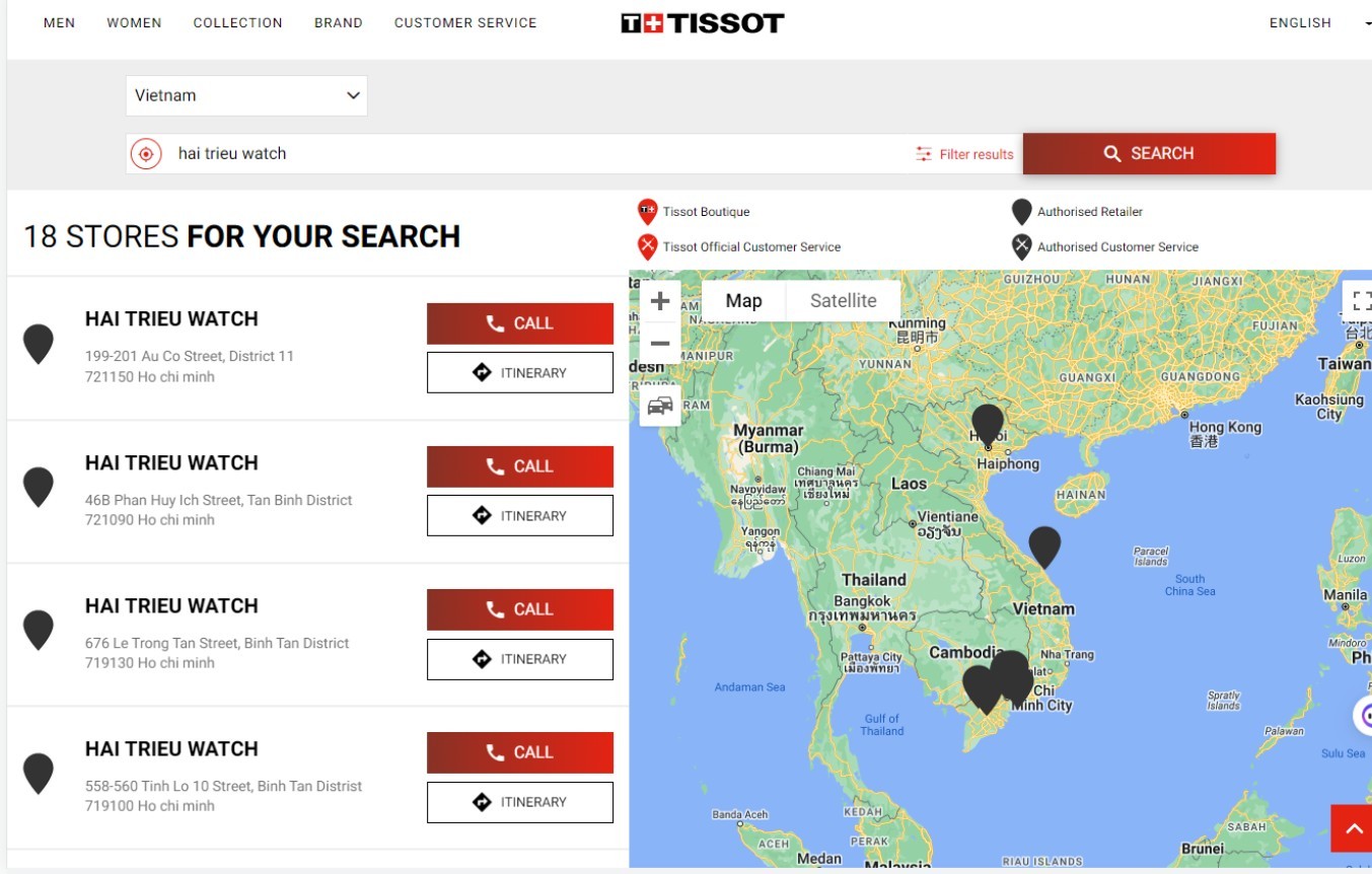 Đồng Hồ Hải Triều được chứng nhận là đại lý bán lẻ chính hãng của Tissot tại Việt Nam