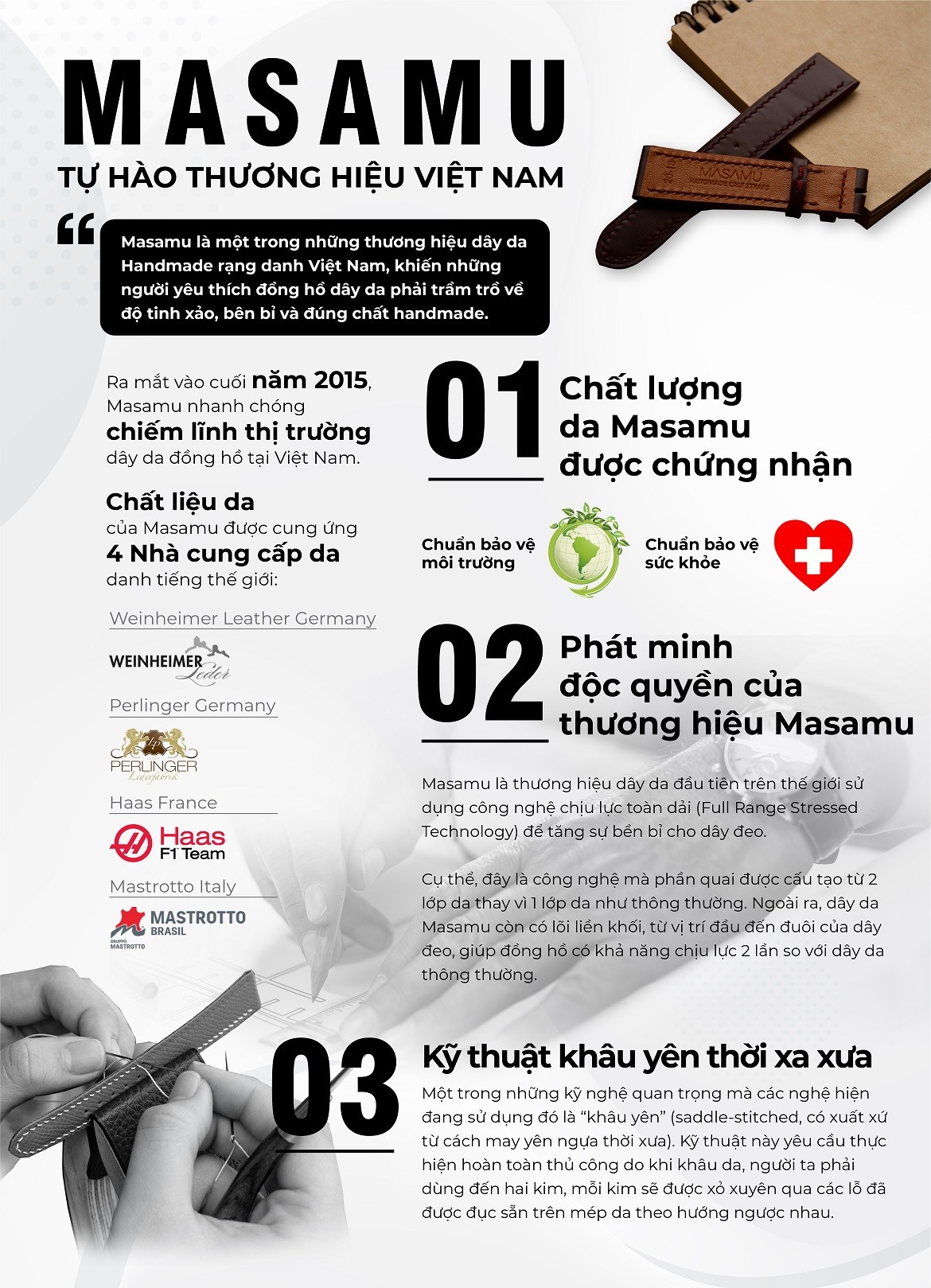 Baner dây da Masamu tự hào thương hiệu Việt Nam