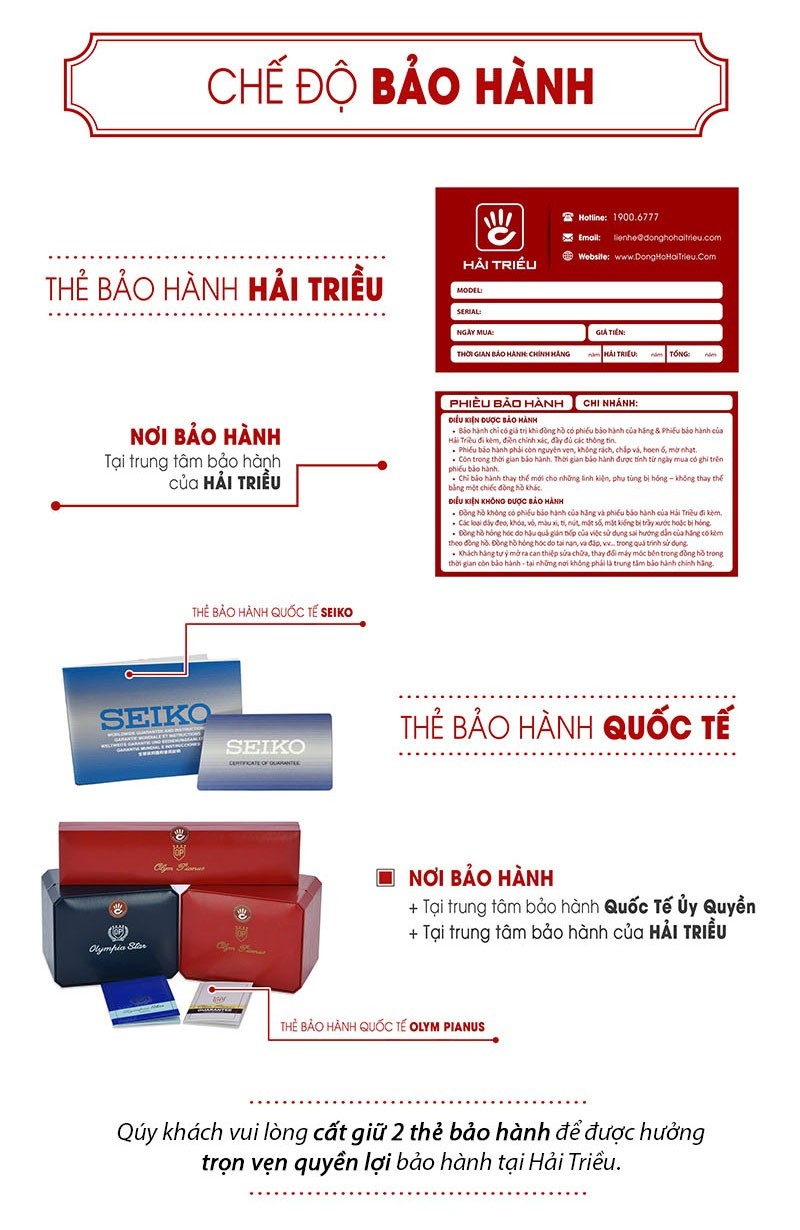 Chế độ bảo hành tại Đồng Hồ Hải Triều