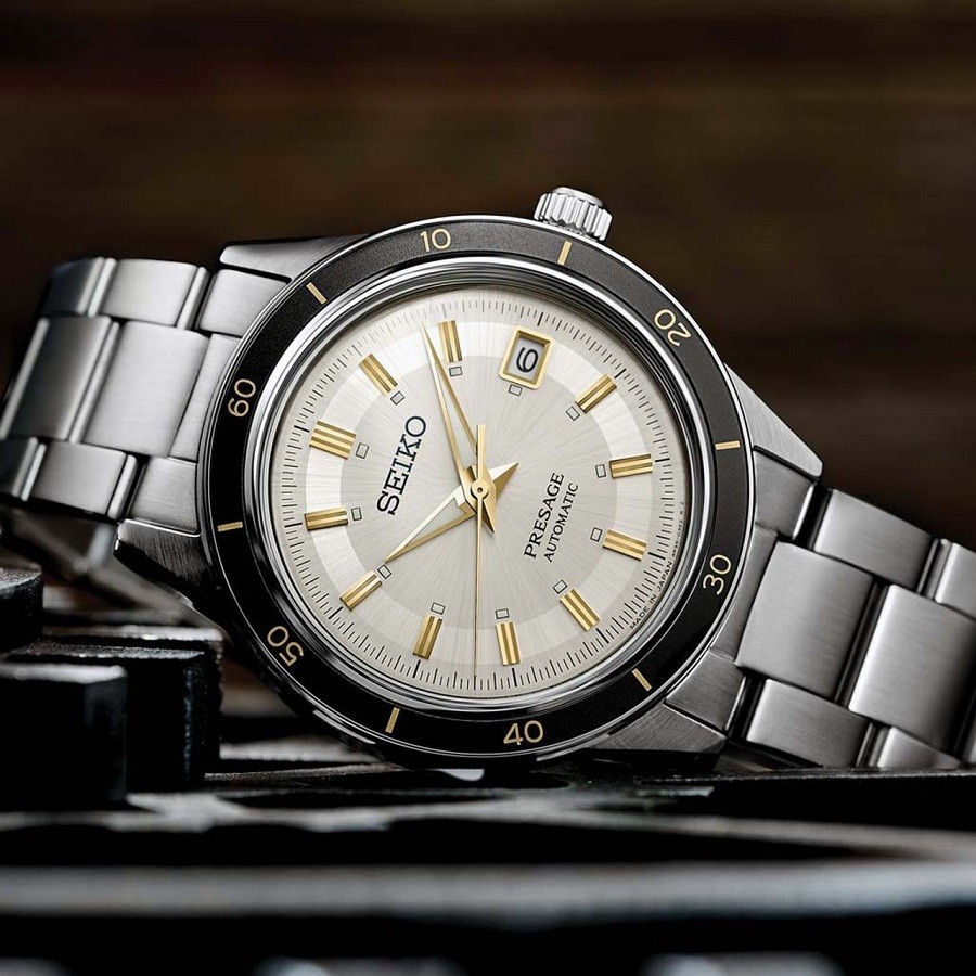 Seiko Presage SRPG03J1 Orologio Uomo Automatico - Stile Anni '60 - Quadrante Argento, Bracciale In Acciaio - Giorno E Data - 5