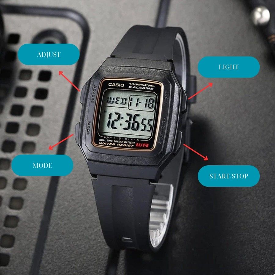 Casio F-201WA gây ấn tượng với vẻ ngoài cứng cáp, mạnh mẽ